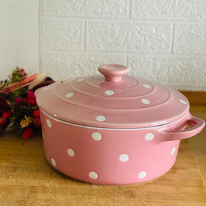 PIROFILA GRANDE ROSA CON COPERCHIO E PUNTINI