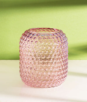Vaso bolle trasparente rosa