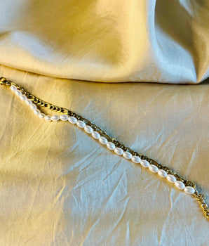 Bracciale maglia e perle