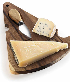 Tagliere in legno di acacia a fetta di formaggio c/coltello